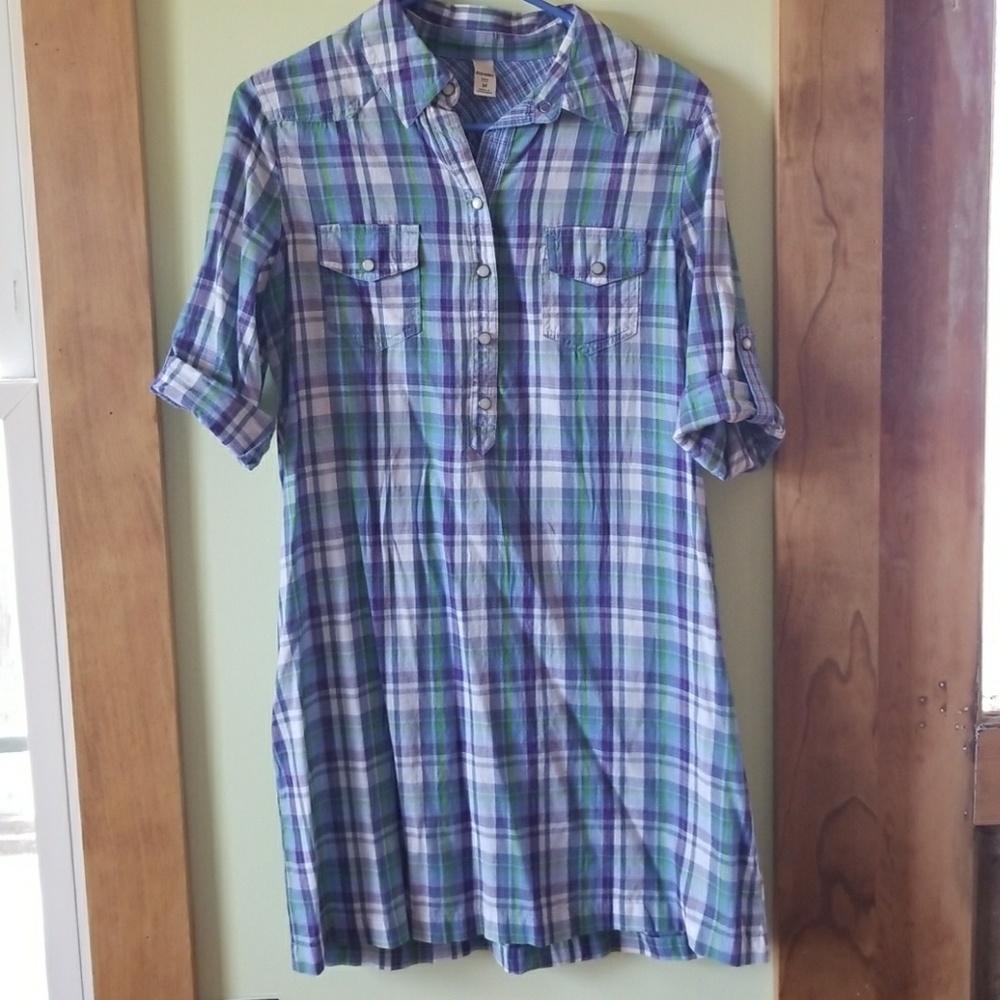 Old Navy plaid shirtdress.